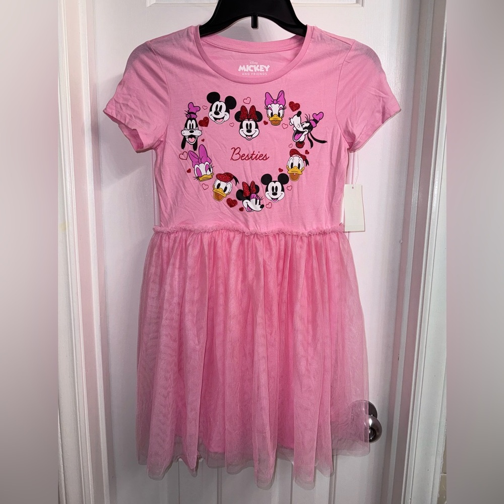 Girls' Minnie Mouse Besties Pink Tulle Dress Mickey Mouse/Goofy/Daisy/DonaldDuck